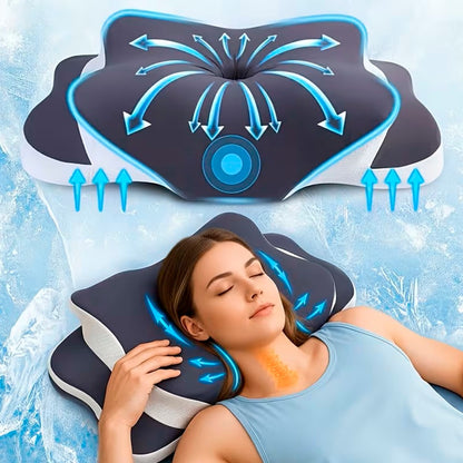 Almohada Cervical Viscoelástica Ergonómica 57x36x12 cm, Mariposa, Soporte Cuello y Hombros, Funda Lavable, Antironquidos