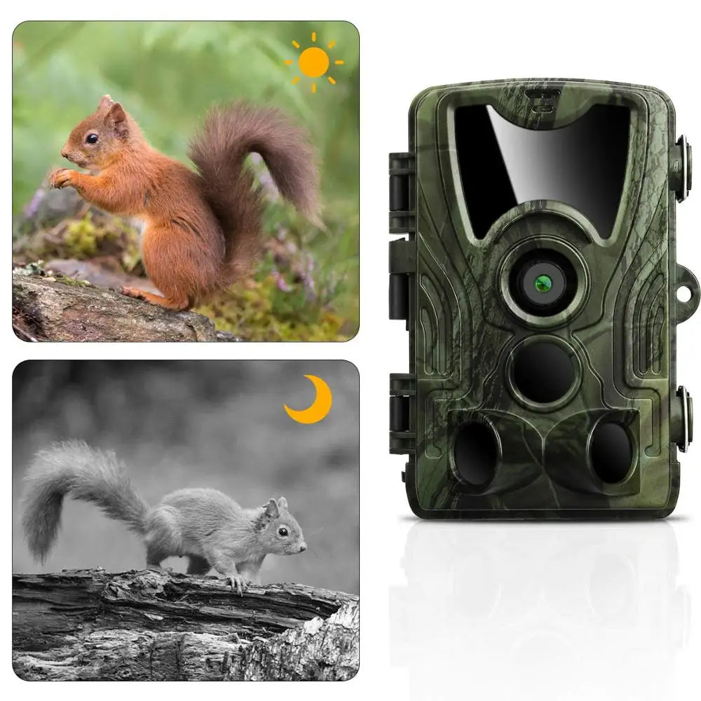 Câmera HC801A Trail Hunting Camera 20MP 1080P Wildlife Surveillance IP65 Waterproof PIR Sensor Tracking Camera for Outdoor Security