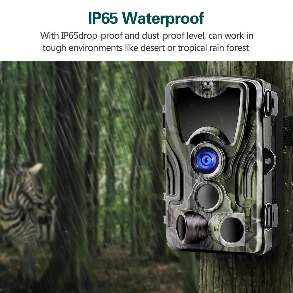 Câmera HC801A Trail Hunting Camera 20MP 1080P Wildlife Surveillance IP65 Waterproof PIR Sensor Tracking Camera for Outdoor Security