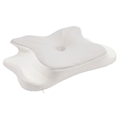 Almohada Cervical Viscoelástica Ergonómica 57x36x12 cm, Mariposa, Soporte Cuello y Hombros, Funda Lavable, Antironquidos